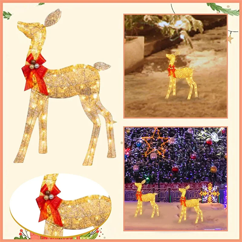 Lighted Christmas Reindeer Water Resistant Bright And Festive Holiday Decoration For Home Glowing Reindeer Outdoor Yard Ornament