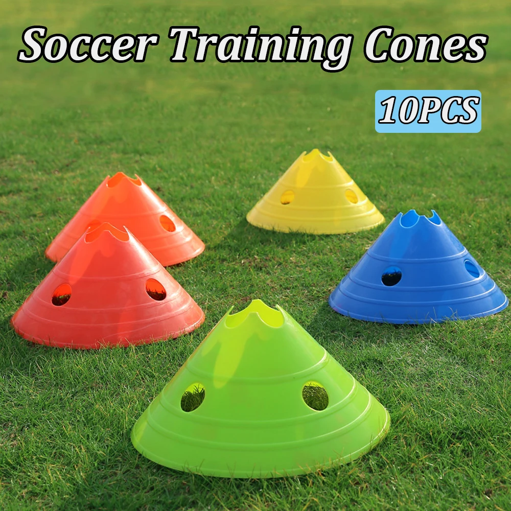 10PCS Soccer Agility Training Disc Cone With Holes Soccer Practice Fitness Training Sports Marker Disc Indoor & Outdoor Games