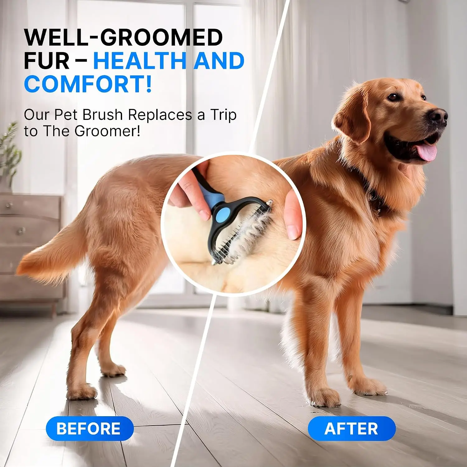 Pet Hair Removal Comb, Suitable for Removing the Lower Layer Hair of Long and Thick Pets, Removing Loose Hair and Reducing Tangl