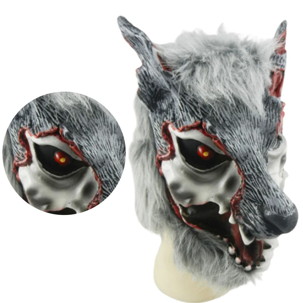 Wolf Head Makeup Mask Prop Terrible Wolf Head Head Cover for Halloween Festival Party Wolf Head Mask Halloween Head Mask