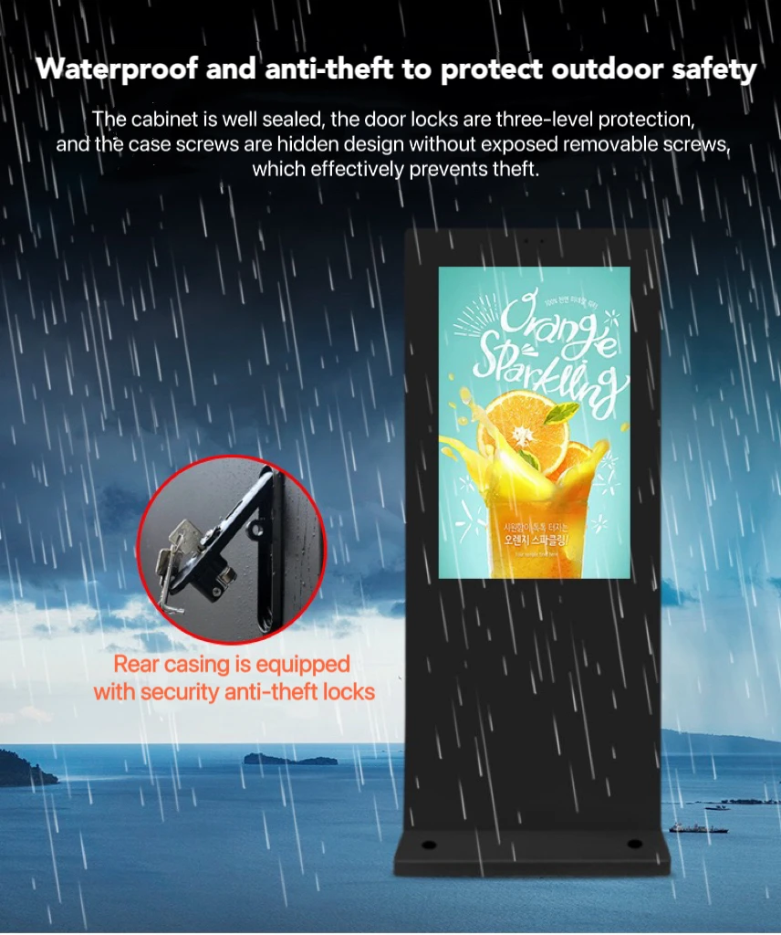 65 Inch High Outdoor Indoor Vertical LCD Display Screen Digital Stand Advertising Display with Digital Signage and Display