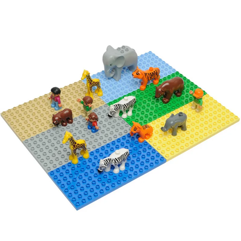 Plastic 4PCS 16x8 Dots Baseplate 25*13CM Big Duplo Building Blocks Bricks Base Plate Educational Toys For Kids Diy Games