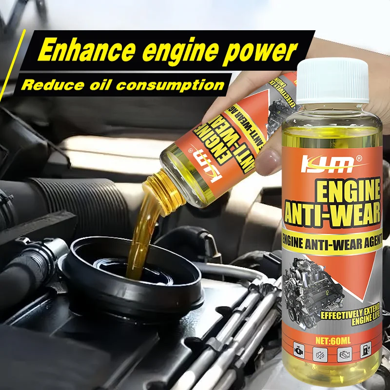 KJM 60ML Engine Anti Wear Oil Additive Carbon Removal Fuel Saving Noise Reduction Power Enhancer for Diesel Vehicles