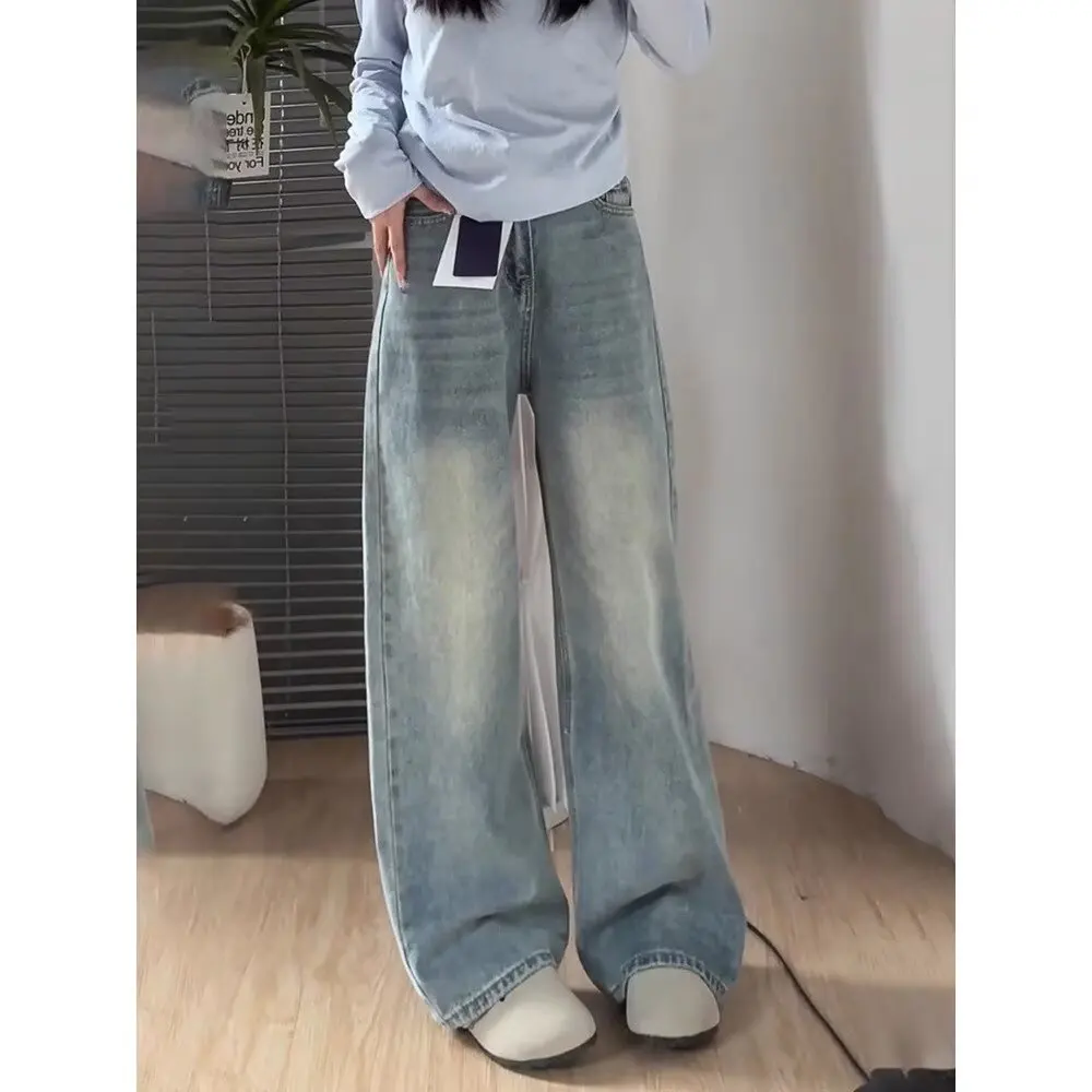 Jeans 2025 Spring New Style Loose and Versatile High Waist Drop Feeling  Floor Dragging Straight Leg Pants for Women