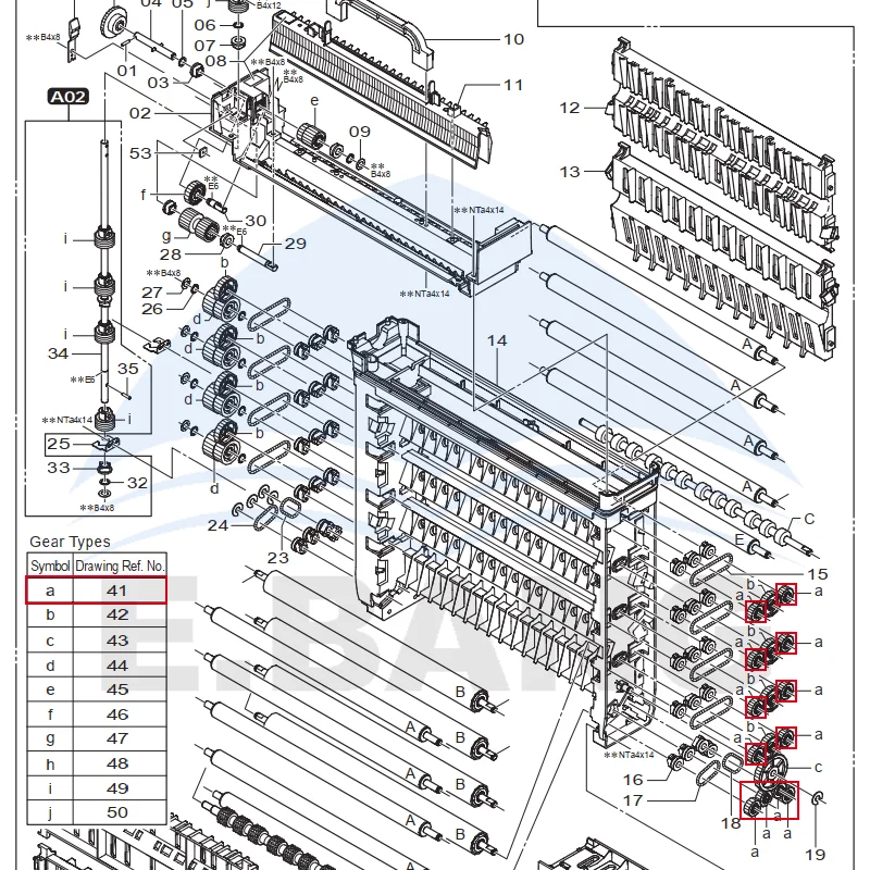 350/500/550/570 327F1121644 Slot Gear Color Photo Processor Transmission Gear Expansion Printer Replacement Parts