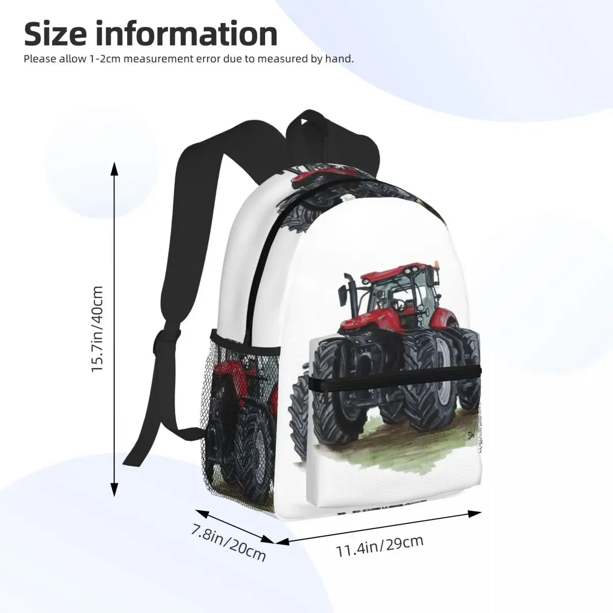 Big Red Tractor Student Backpack School Bag Hiking Travel Daypack for Men Women Fashion Bookbag Shoulder Bags