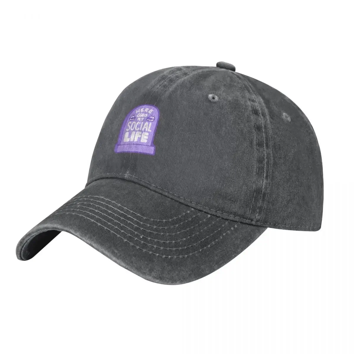 Here Lies My Social Life in Lilac Baseball Cap Mountaineering fashionable Mens Women's