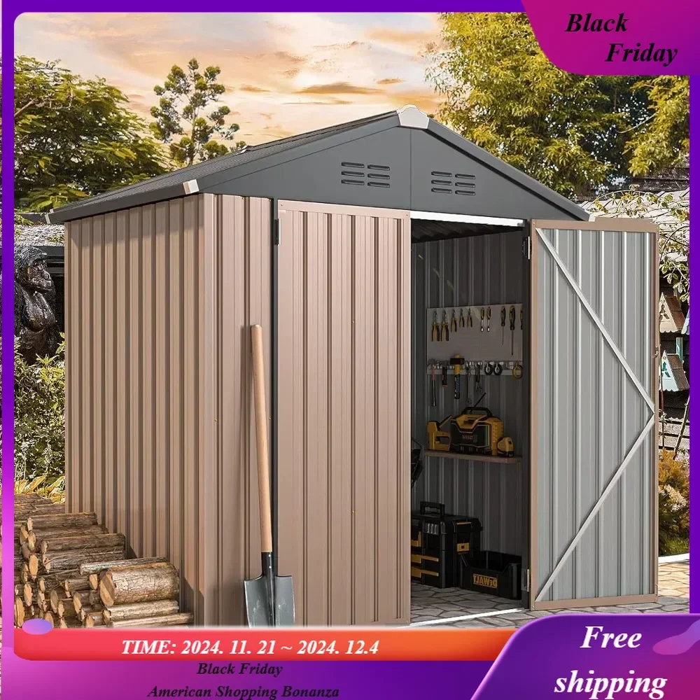 

6' x 4' Storage Shed, Metal Sheds & Outdoor Storage Clearance, Utility and Tool Garden Shed with Lockable Doors for Back