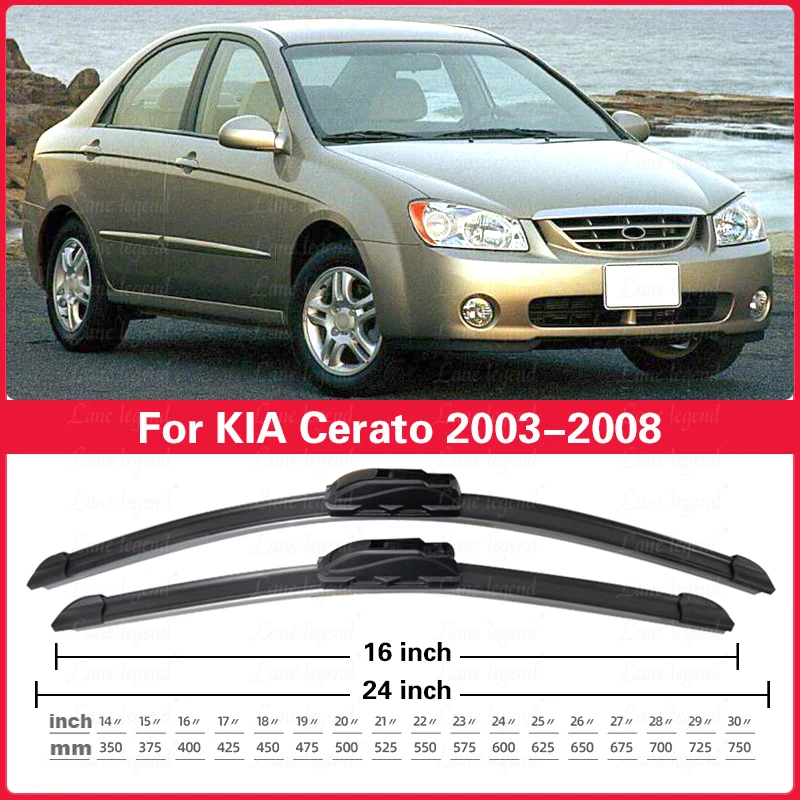 

Wiper Front Wiper Blades For Kia Cerato 2003-2008 2004 2005 2006 2007 Windshield Windscreen Front Window 24"+16" Car Accessories