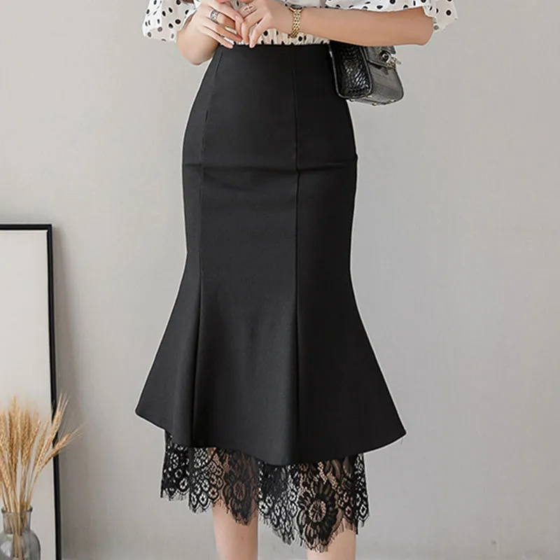 

Free Shipping Skirts For Women Faldas Mujer Moda 2024Fashion Elegant Black Skirt Slim Mermaid Skirt Women Clothing G372