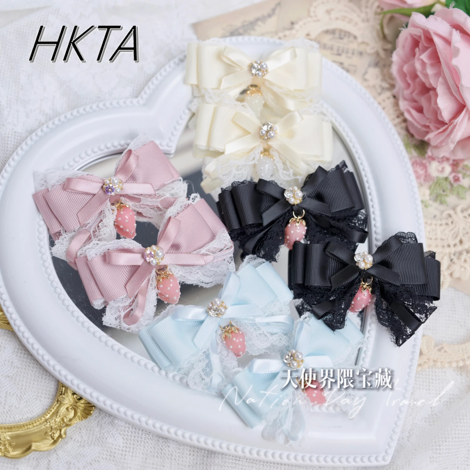 Japanese Hairpin Female Cute Strawberry Mass Production Strawberry Pair Clip Double Ponytail Headgear Lolita Princess Bow Clips