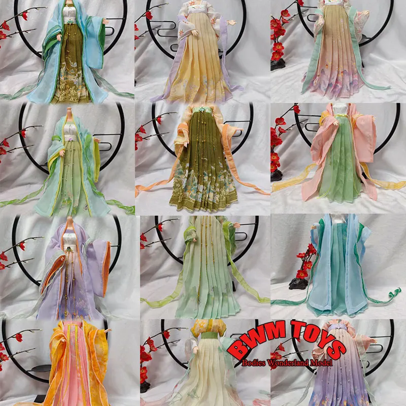 

Handmade 1/6 Scale Female Soldier Chinese Printed Hanfu Ancient Serving Ru Clothes For 12inch Action Figure Doll