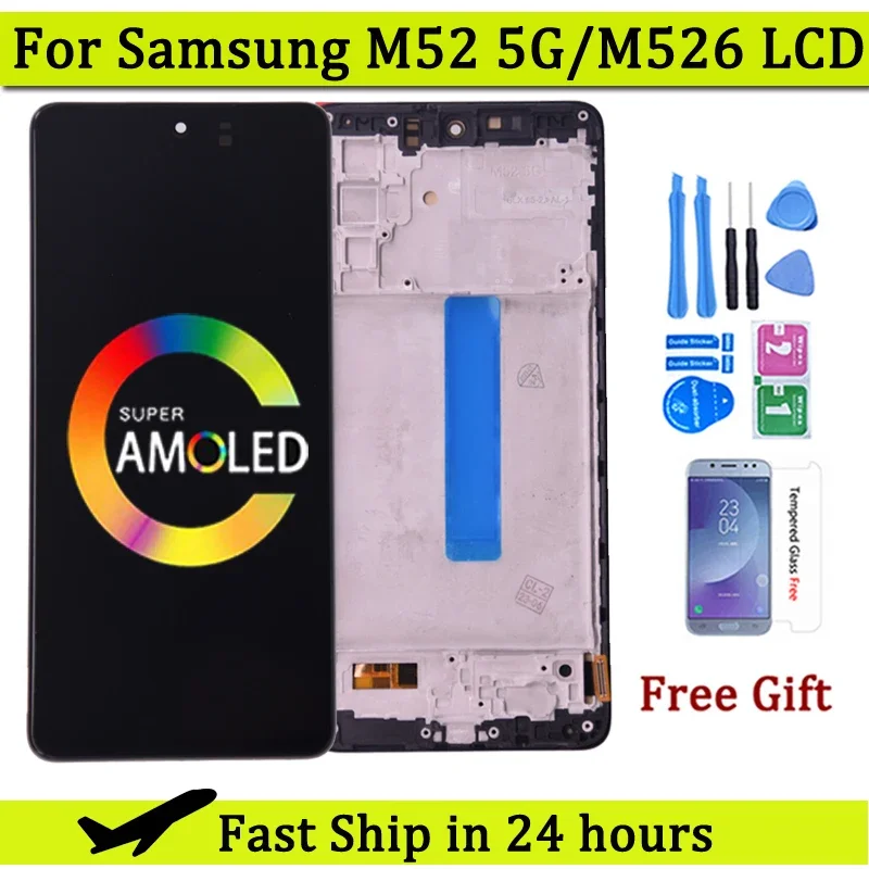 6.7'' Super AMOLED Display Touch Screen Digitizer Assembly for Samsung  M52 5G M526 M526B LCD Screen Pantalla Repair Parts