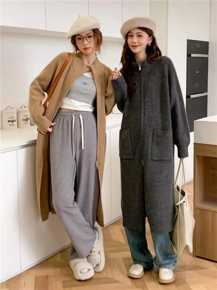 Colorfaith SWC6612JX New 2024 Vintage Elegant Korean Fashion Oversized Knitting Cardigans Women Spring Summer Sweaters Long Tops