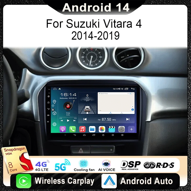 

For Suzuki Vitara 4 2014-2019 Car Radio Multimedia Video Player Navigation Stereo GPS Android 14 wireless Carplay Android Auto