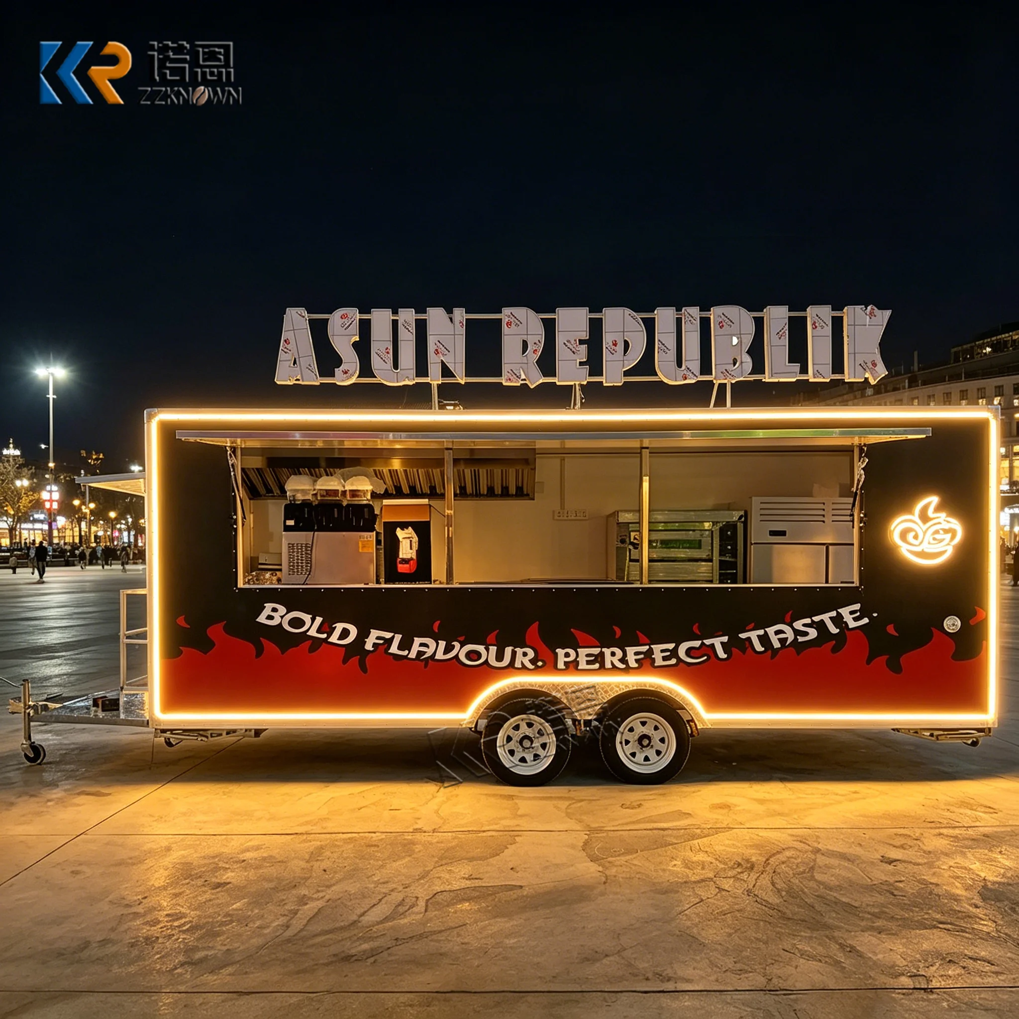 

Mobile Food Truck with Exhaust System Double Sinks for Outdoor Catering Business Popular Street Food Cart Snack Trailer