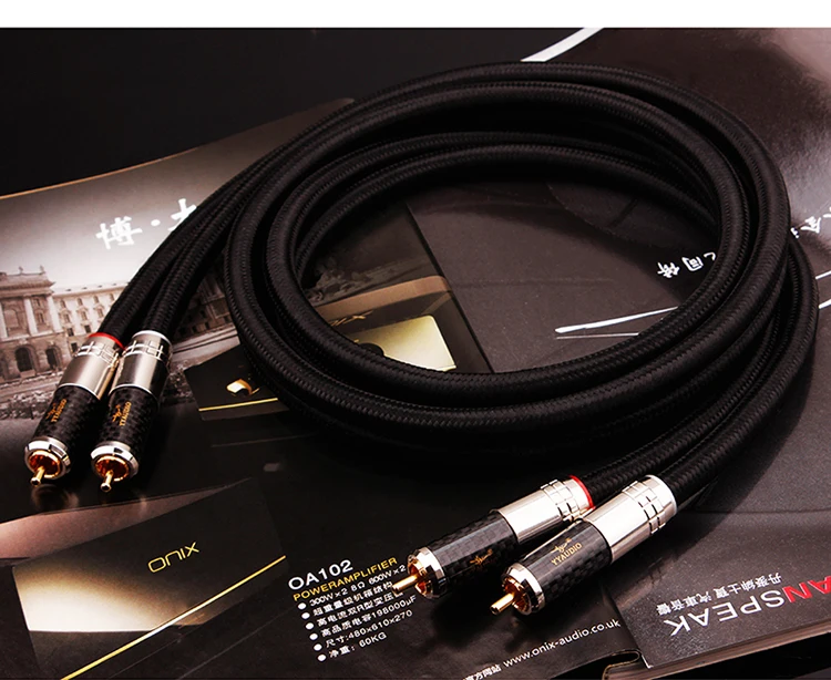 1 Pair Hi-end OCC 2 RCA Cable Male To Dual RCA Male Multimedia DVD Speaker Interconnect Top Quality Cord Self-Lock Plug