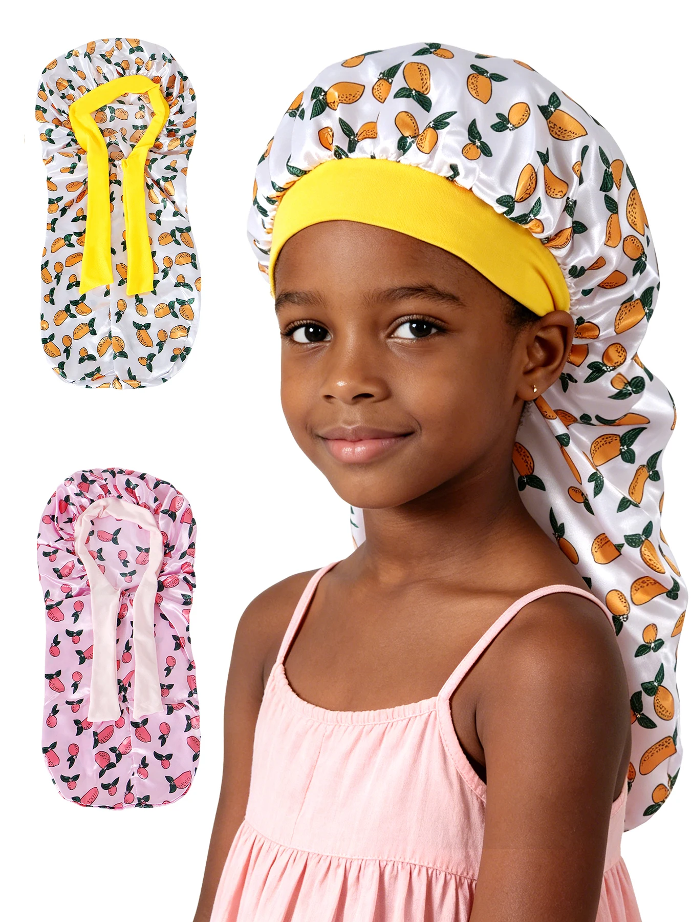 1Pc Kids Hair Bonnet Satin Long Cap for Girls Boys Kids Sleeping Tie Bonnet Soft Curly Hair Braid Cap Band for Dreadlocks Braid
