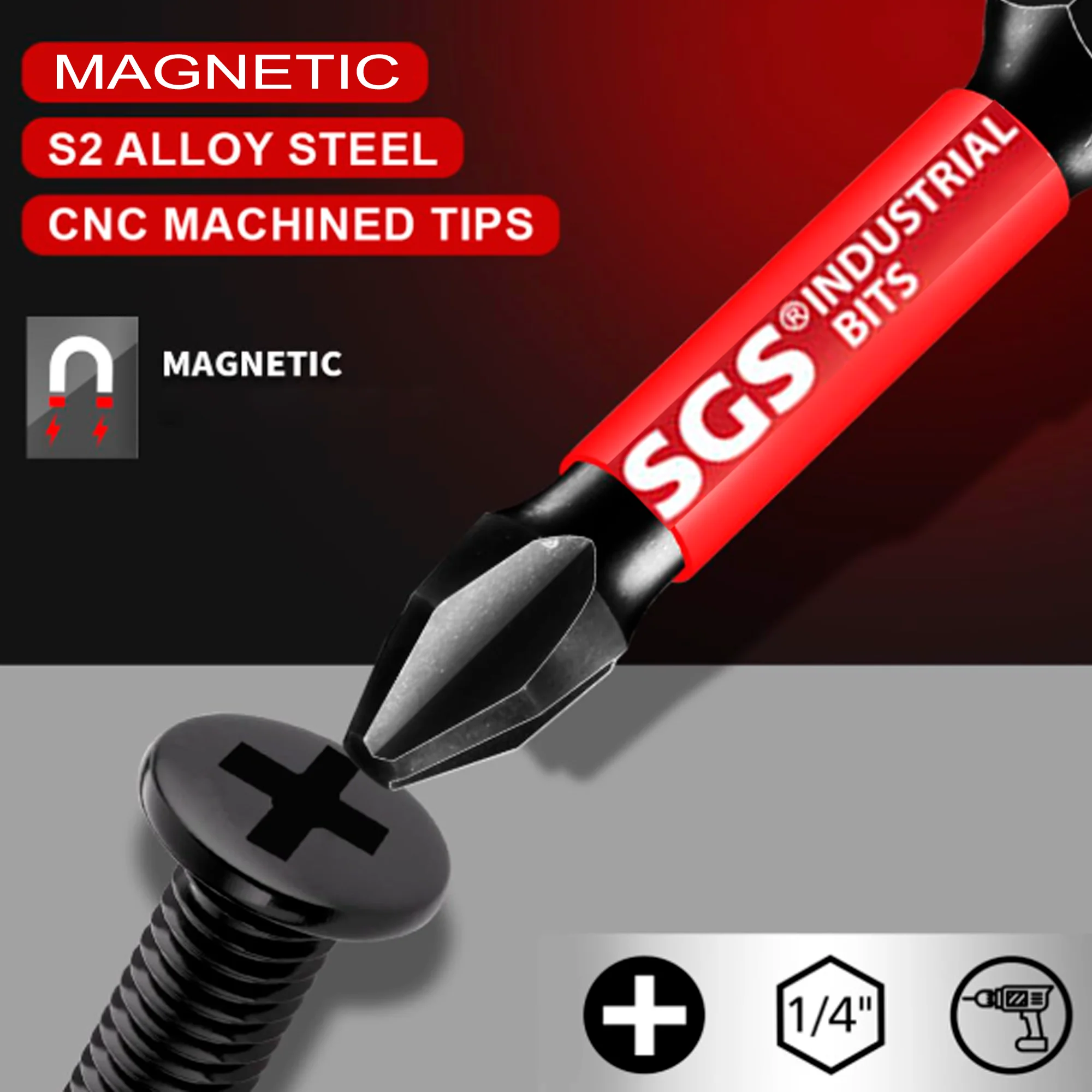 High-Torque Precision Impact Bit Set, S2 Steel, Super Strong Magnetic Properties, 10/20 Piece Set, Long and Short Versions 50Mm/25Mm, Compatible with Impact Drills in Various Models Such as Ph/T/Sq/Sl, Red and Black Color Scheme, Suitable for Home DIY (Self-Repair and Crafts)/Mechanical Repairs/Electronic Equipment Installation/Furniture Assembly - view 6