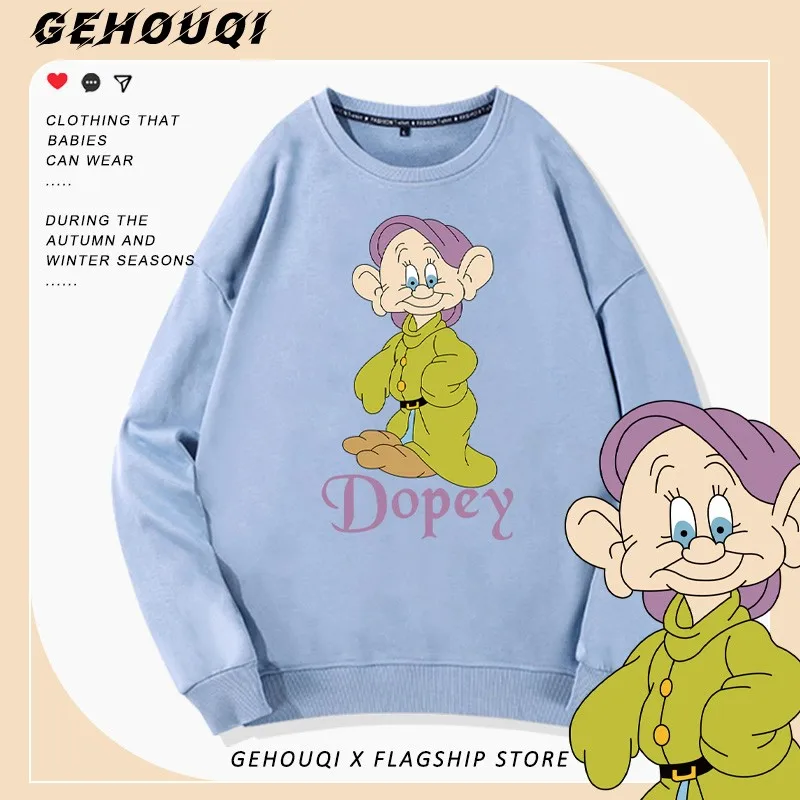 

Seven Dwarfs Cartoon Crew Neck Hoodie Women's Trend Brand All-match Coat Girl Disney Animation Clothing Trend