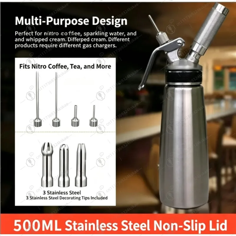 Stainless Steel Nitro Coffee Maker Bottle, Commercial DIY Container for Nitro Cold‑Brew Coffee & Tea Preparation