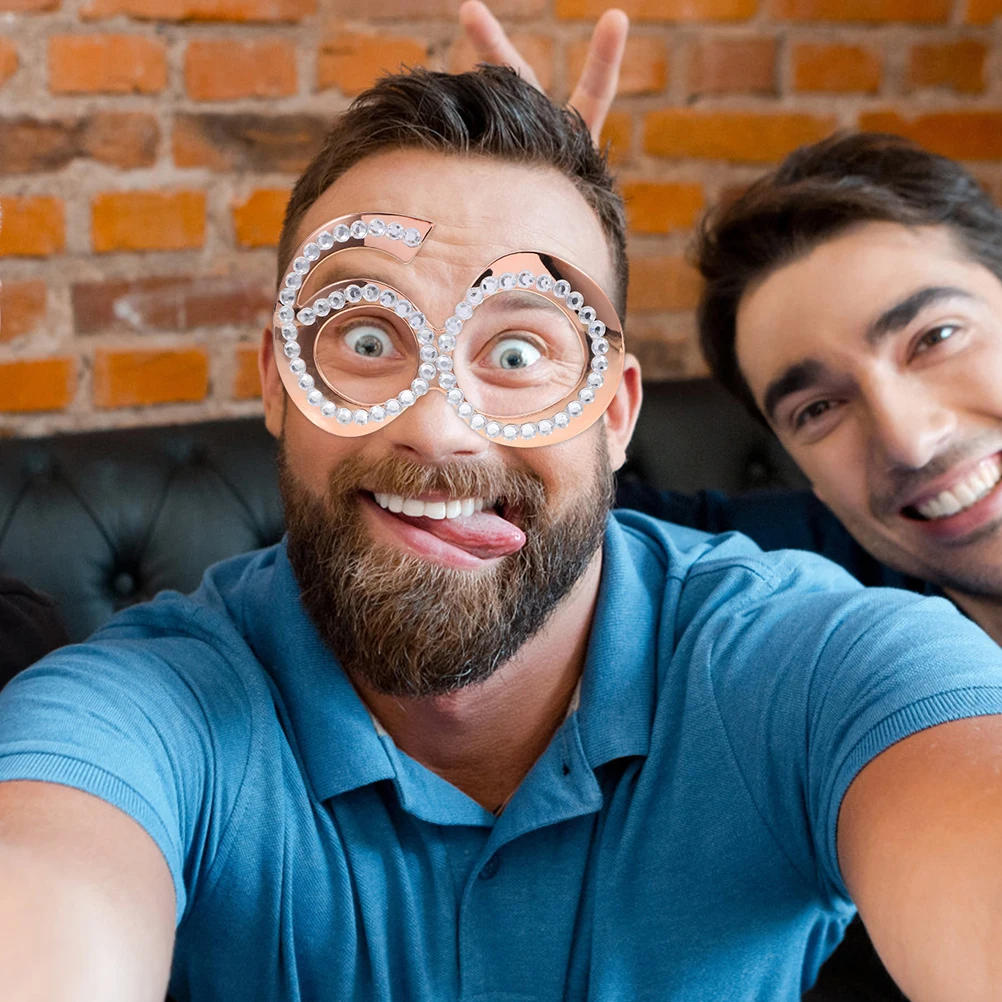 

2pcs Number Shaped Birthday Glasses Costume Sunglasses Novelty Eyewear Glitter Rhinestone Party Photo Props