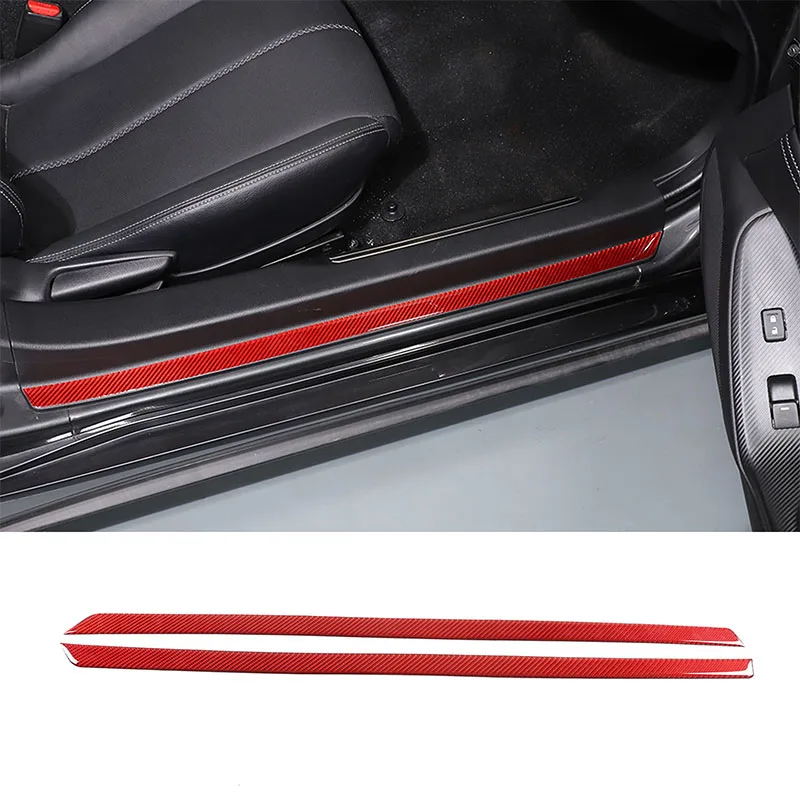 

For Mazda MX-5 2016-2023 Soft Carbon Fiber Car Welcome Anti-friction Threshold Strip Sticker Car Protection Accessories 2Pcs