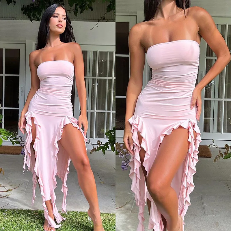 

European and American Style New Spring Fashion Women's Shoulder Strapless Bag Hip Slim-fit Irregular dress