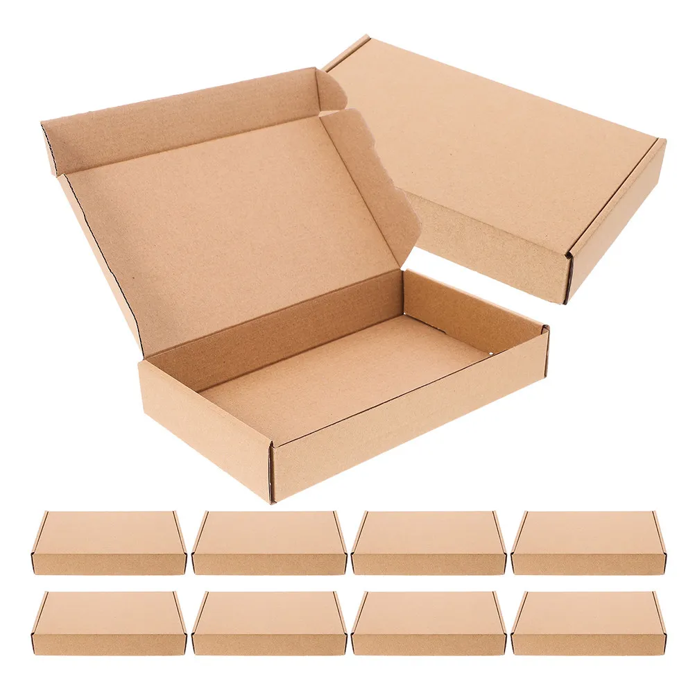 10pcs Kraft Paper Corrugated Carton Packaging Box Sturdy Airplane Mailer Box For Boxes Moving Small Business Bulk Mailing