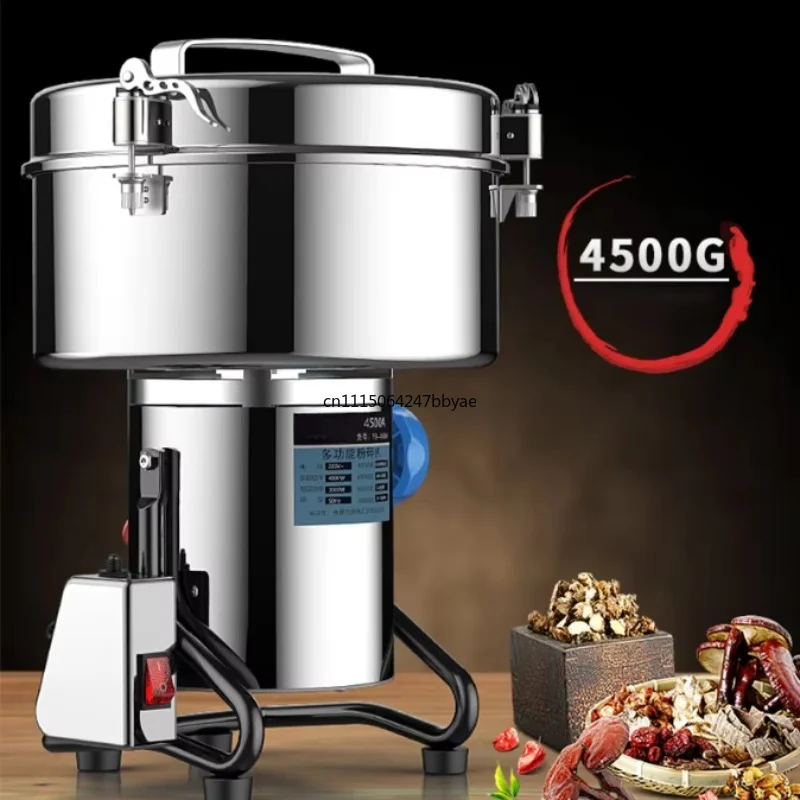 For 4500G 4500W High‑Speed Powder Grinder 430 Stainless Steel Intelligent Coffee Medicine Flour Crusher Commercial Home Machine