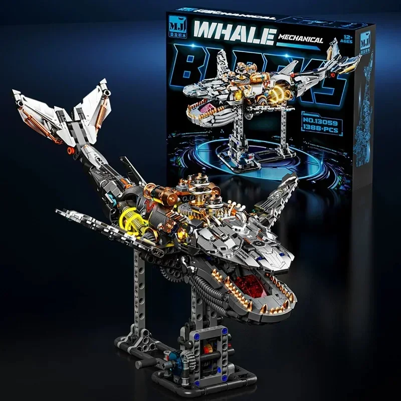 

2026 MOC Mechanical Whale Building Block Model Bricks With Light DIY Desktop Decoration Kids Toys Christmas Birthday Gifts Toy