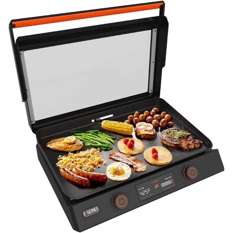 22-Inch Electric Griddle - 1200W Non Stick Ceramic Titanium Coated Stainless Steel Tabletop Griddle with EZ-Touch Control Dial,