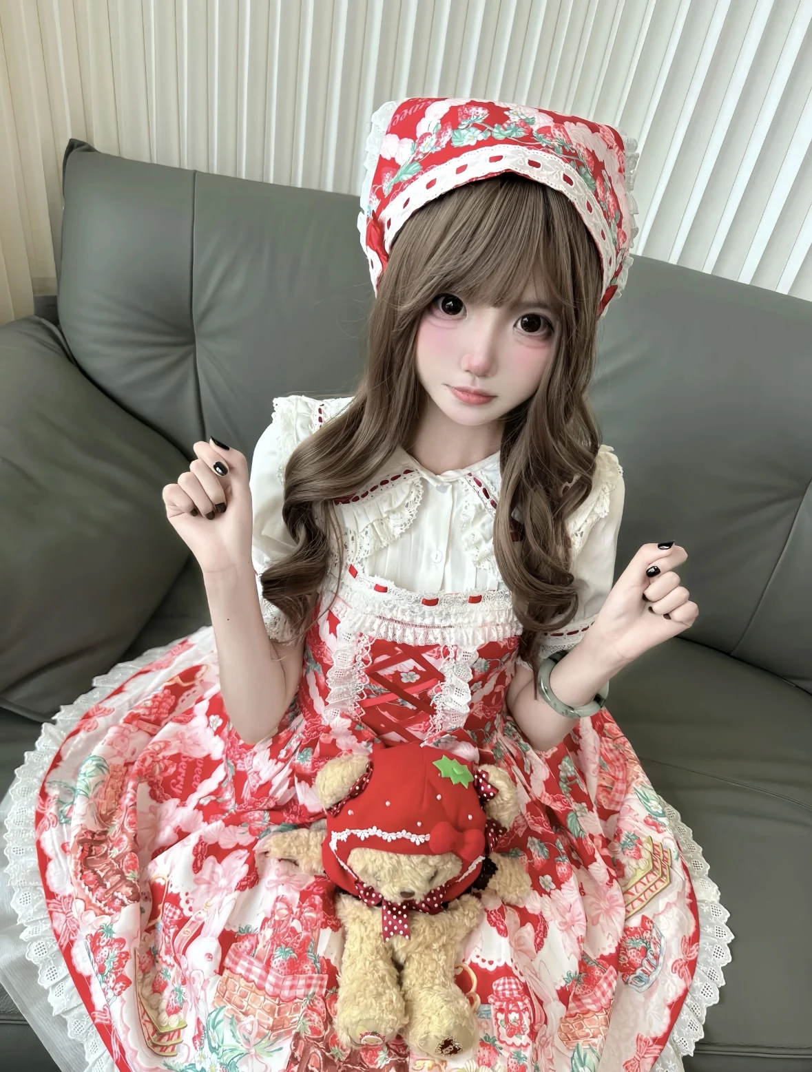 Strawberry JSK Lolita suspender dress sweet and cute cake red
