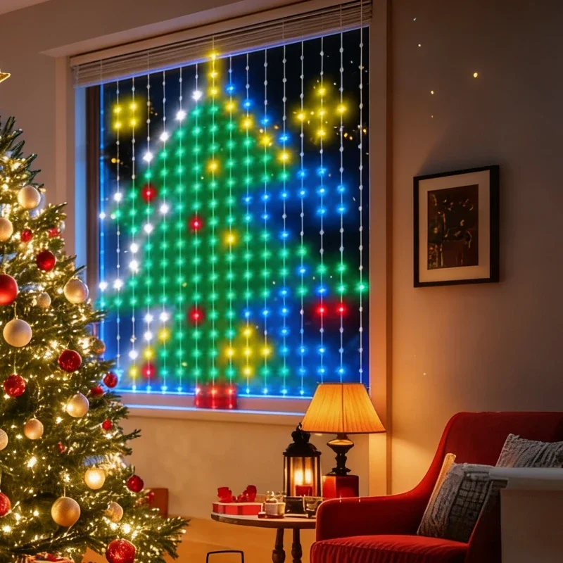Smart 400LED Curtain Lights, Music Sync DIY Fairy String Lights for Christmas Wedding Party Window Decor view 5