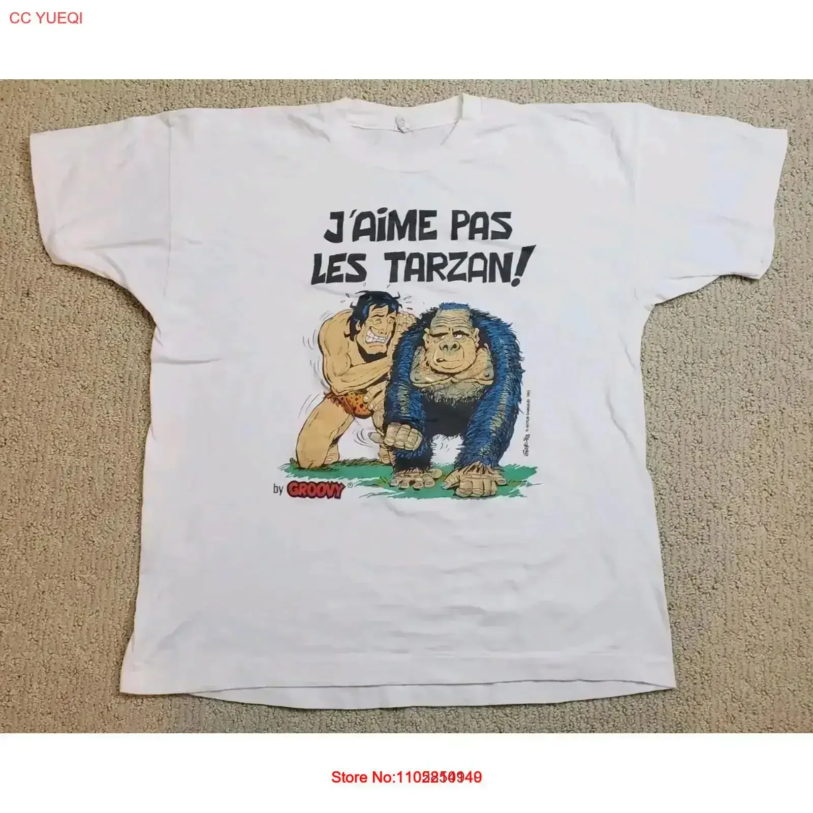 

Винтажная футболка J'aime Pas Les Tarzan Marcel Gotlib Dargaud Art Comic XL, дышащая дизайнерская одежда с графическим рисунком, винтажная одежда