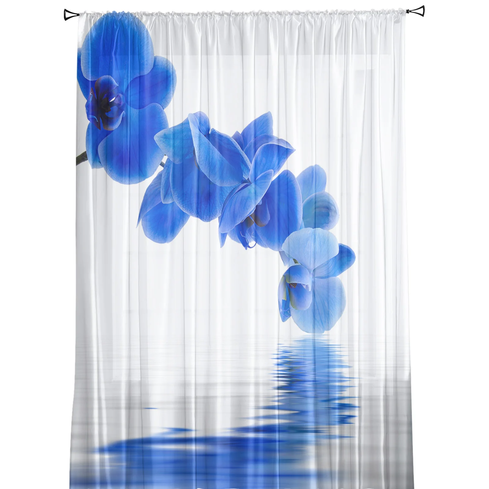 Flower Pure Orchid Water Surface Window Curtains Living Room Tulle Curtains Kitchen Decor Kids Room Curtain Window Treatment