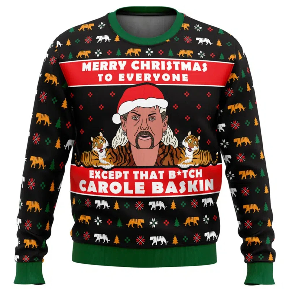 Joe Exotic Tiger King Ugly Christmas Sweater Men Women Pullover Round Neck Long Sleeve Top Christmas Clothing2025 New Sweatshirt