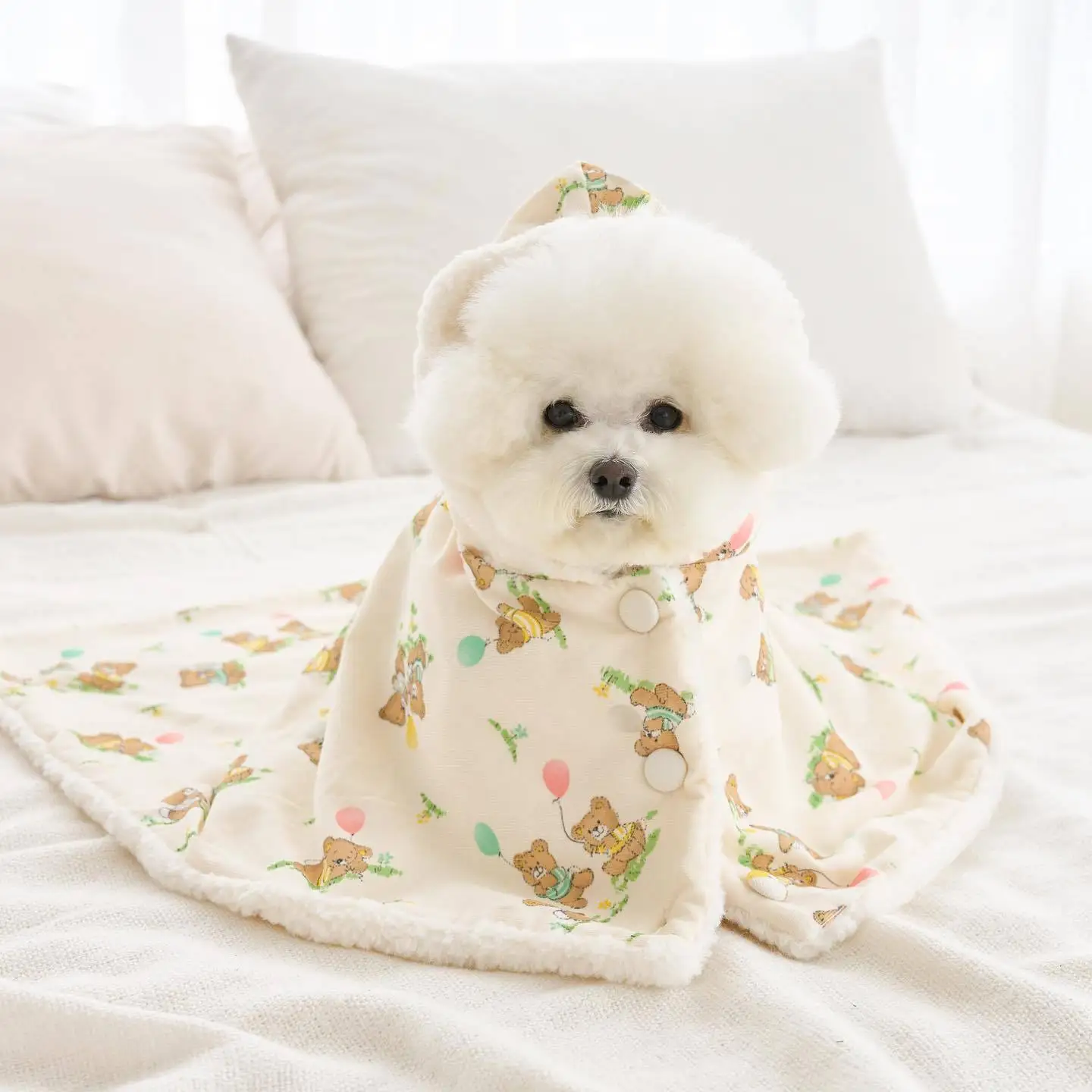 New INS Winter Scarf Bear White Rabbit Blanket Warm Pet Dog Warm Mantle Cover Blanket Sleeping Coat Hoodie New Year Gifts