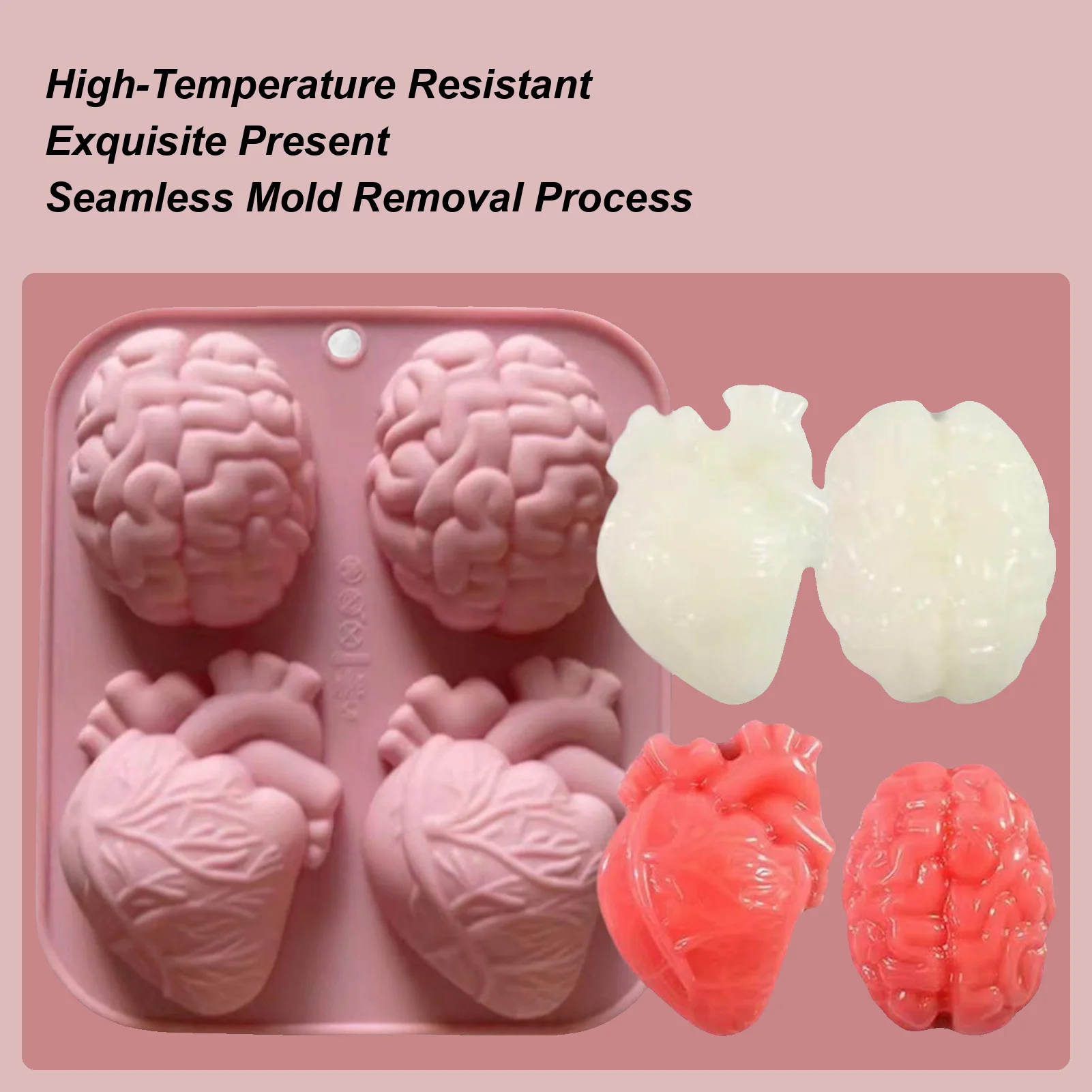 Human Heart Brain Silicone Molds Halloween 3D Organs Shape Chocolate Candy Pudding Ice Cubes Tray Cupcake Cake Decoration Tools