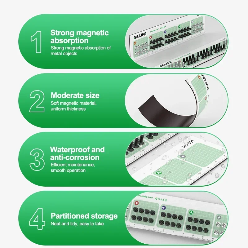 RELIFE RL-091 Screws Storage Pad Strong Magnetic Storage,Partitioned Screw Storage,Adsorb Screws to Prevent Loss Repair Tools