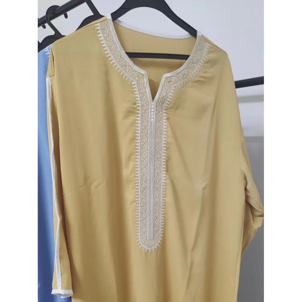 عباية مغربية ملابس رجالية إسلامية قميص ثوب دبي رداء