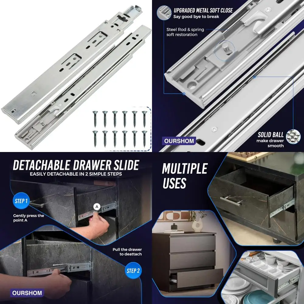 

20pcs 10 Inch Heavy Duty Full Extension Ball Bearing Slides for Cabinets and Kitchens, 150lb Capacity