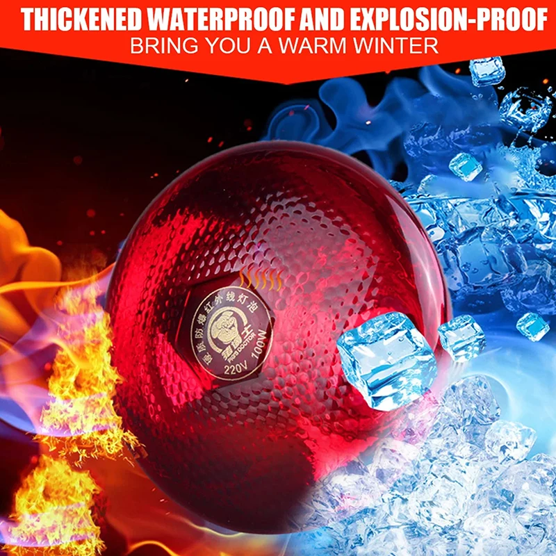 250W Poultry Infrared Heat Lamp Waterproof Anti-Explosion Thickened Light Bulbs For Piglet Chicken Duck Birds E27 Heating Lamp