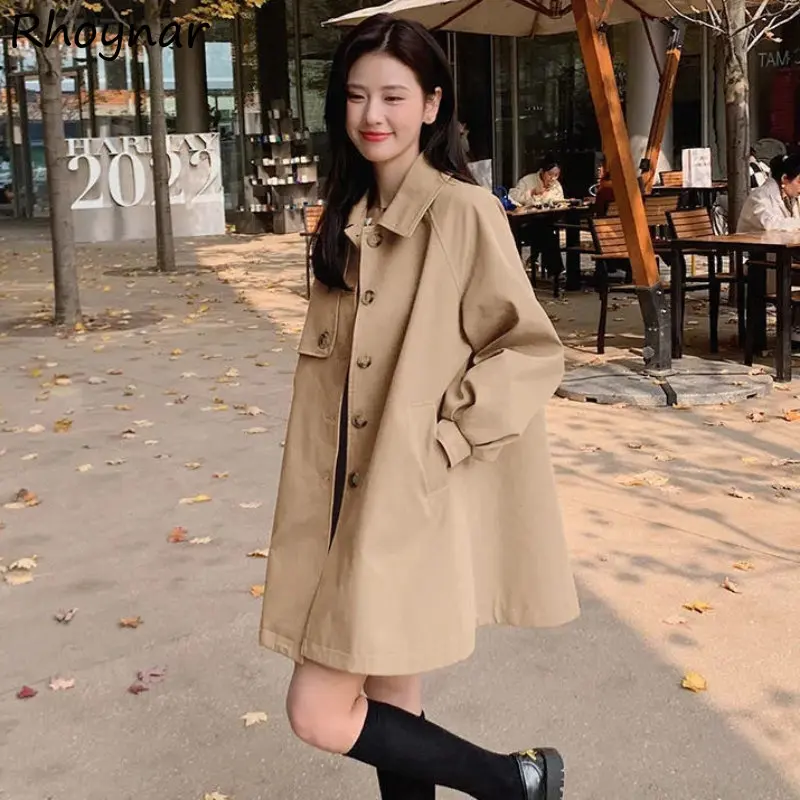 

Trench Coats Women Korean Fashion Girlish Temper Pure Sweet Clothing High Street Vintage Casual Baggy Preppy Ladies Aesthetics