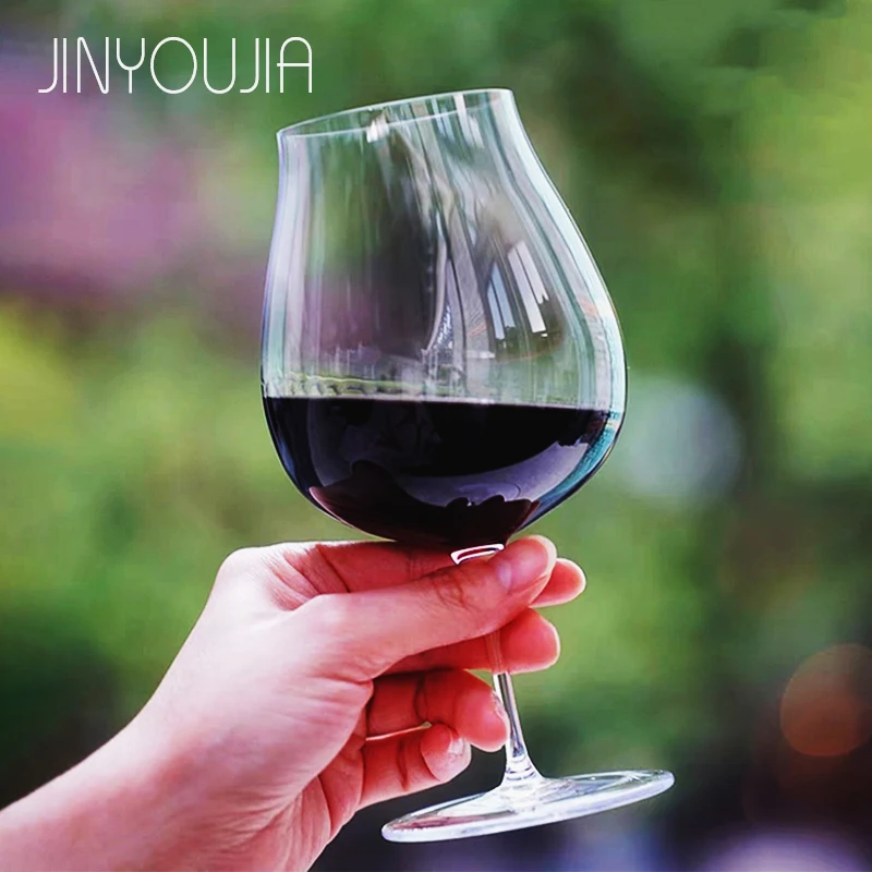 

JINYOUJIA KIMURA Style 15oz 440ml Red Wine Beer Wine Glass Extremely Thin Handmade Crystal Short Handle Perfect Flawless Goblet