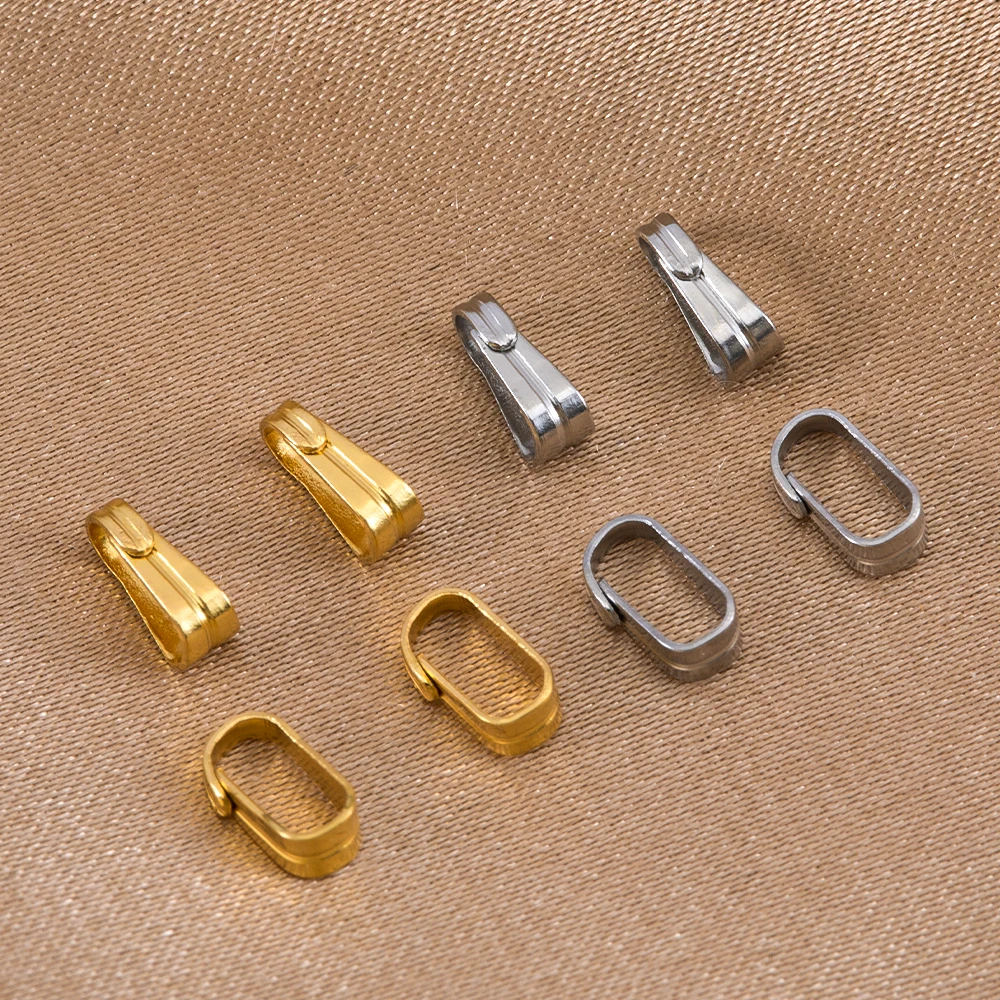 50pcs Stainless Steel Buckle Clasp Pendants Connectors Clip Pinch Bail Clasp Charms For Necklace DIY Jewelry Making Accessories