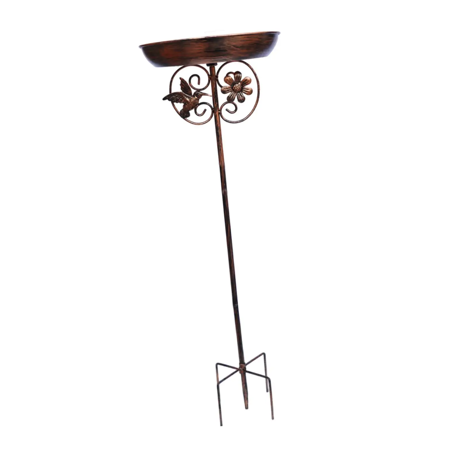 Birdbath Garden Metal Bowl Outdoor Feeder Stake Backyard Lawn Decor for Hummingbird and Wildbird