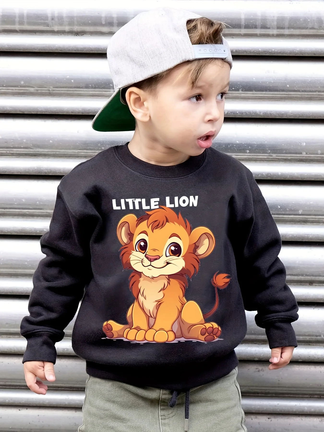 سويت شيرت بياقة دائرية عصرية جديدة للأطفال لعام 2025، نمط أسد صغير لطيف مطبوع ثلاثي الأبعاد، ملابس يومية، ملمس ناعم #6