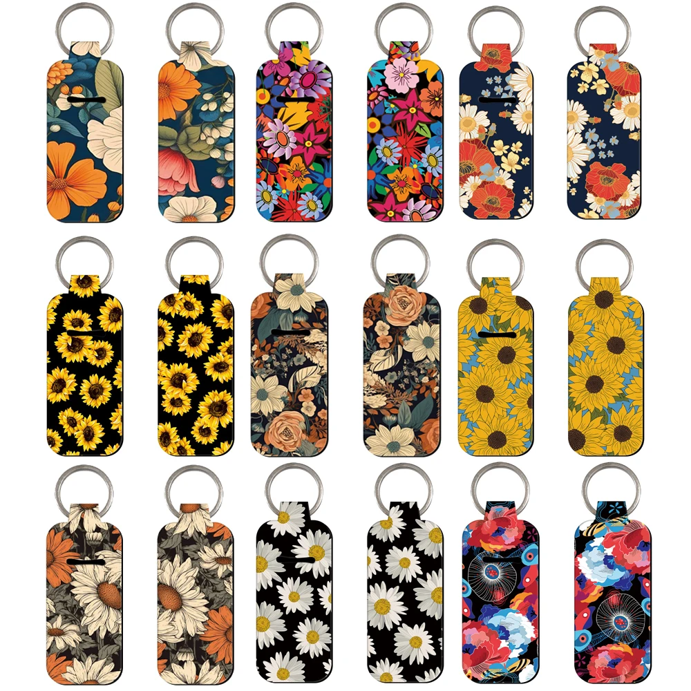 Novel Chapstick Holder for Lipstick Keychain Lip Balm Holder Variegated Styles Floral Print Women Travel Makeup Accessories 1pc