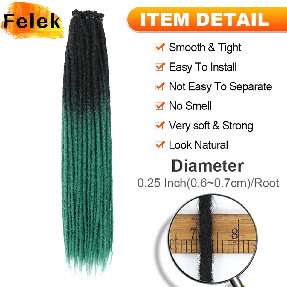 ضفائر كروشيه ناعمة مع حلقة 24 بوصة ملحقات قفل الرهبة الاصطناعية المصنوعة يدويًا للرجال/النساء أقفال صناعية عالية الجودة